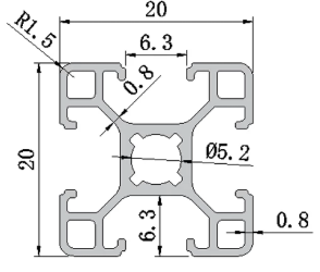 2020 Aluminum Extrusion - T Slot