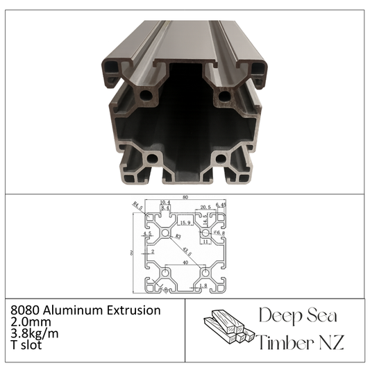8080 Aluminum Extrusion - T Slot  ($92 per meter)