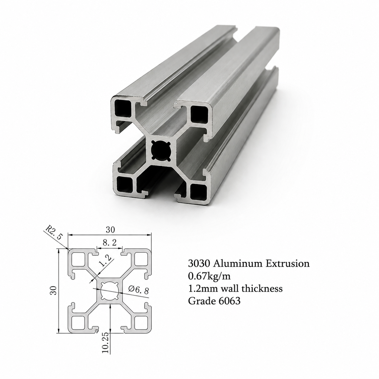 3030 Aluminum Extrusion - T Slot