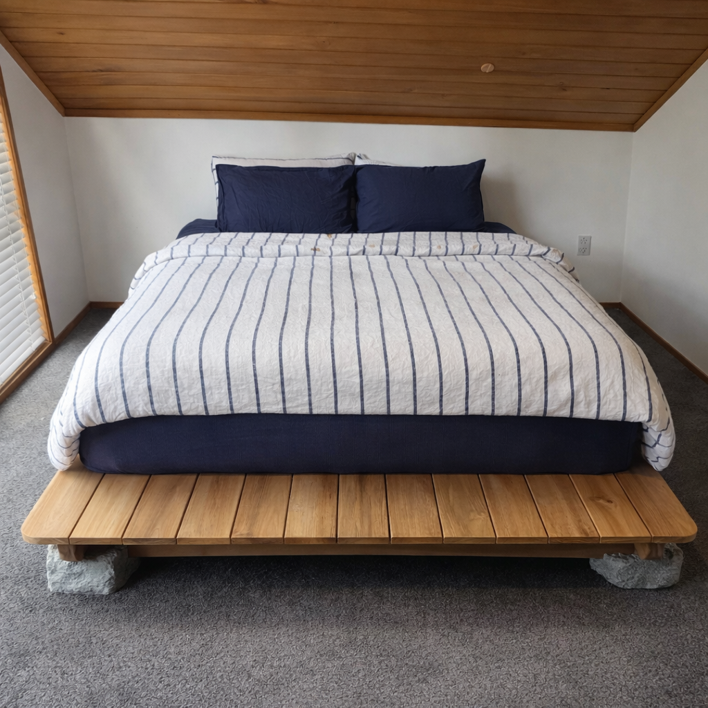 Schist & Timber Platform Bed