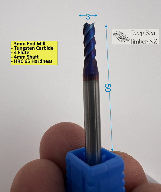 3mm End Mill - 4 Flute - Tungsten Carbide - HRC65