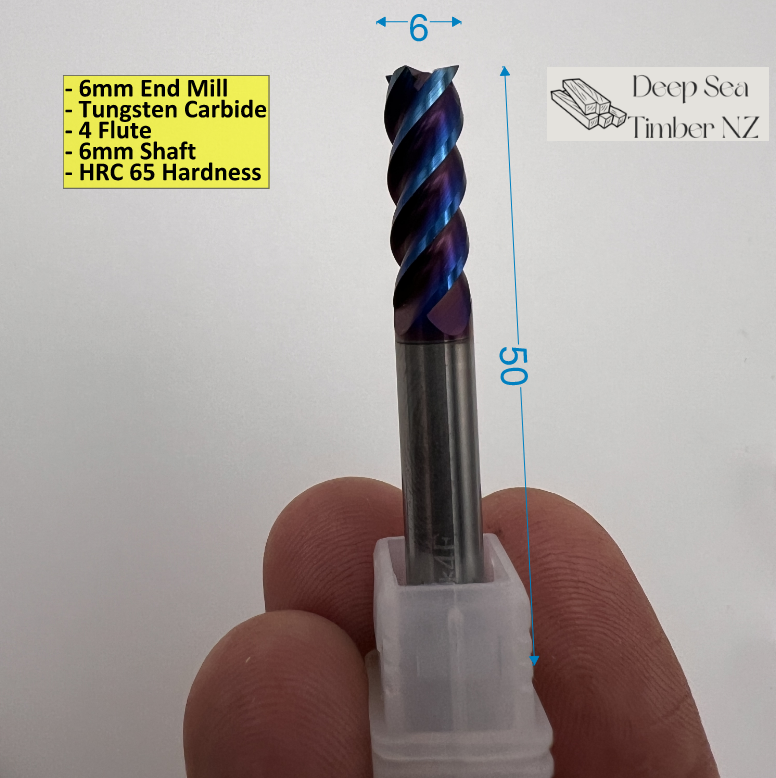 6mm End Mill - 4 Flute - Tungsten Carbide - HRC65