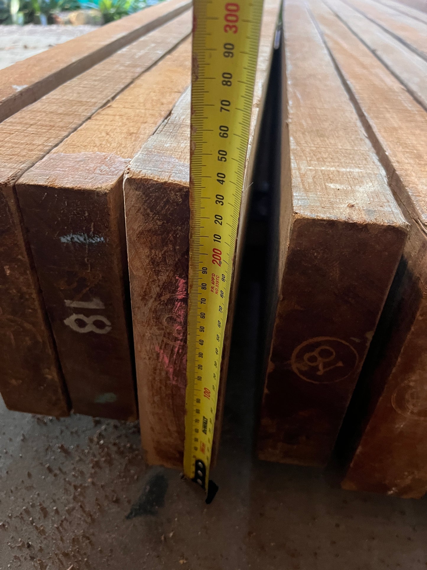 Burmese Teak - FEQ / Grade A - Rough Sawn Beams 210 x 55mm - Price per m