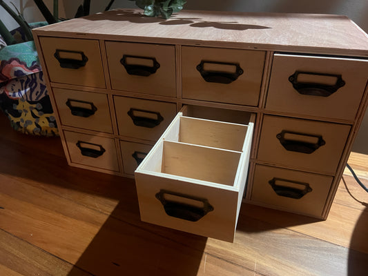 Library / Catalogue Drawer Unit - 12 Drawers Plywood